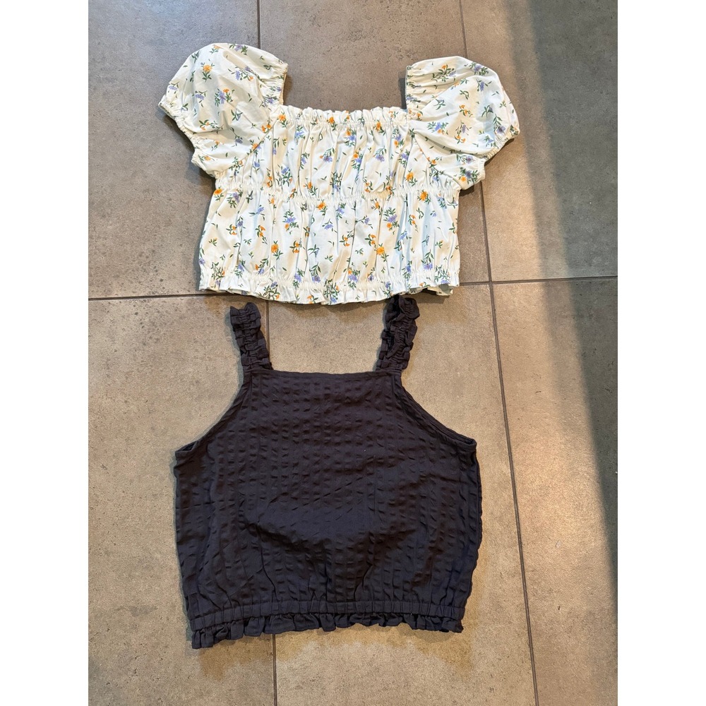 Zara H&M‎ Girls Floral Puff Sleeve Top Textured Ruffle Tank Bundle Size 11-12
